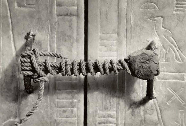 2.) The unbroken seal On Tutankhamen’s Tomb, 1922 (3,245 years untouched).