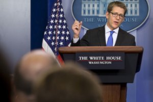 White House press secretary Jay Carney answers questions …